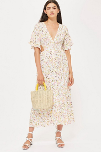 Summer Boho Style V neck Sexy Dress Floral Dress Long Midi