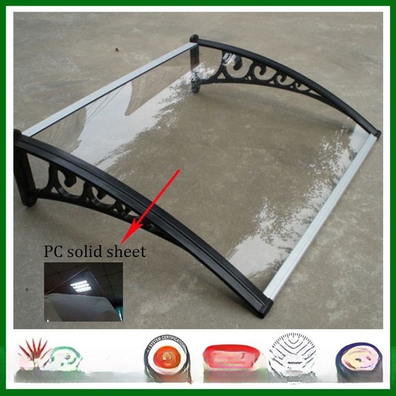 Plastic Canopy Polycarbonate Window Awning With Blue PC Sheet Sail Finishing Awning Bracket