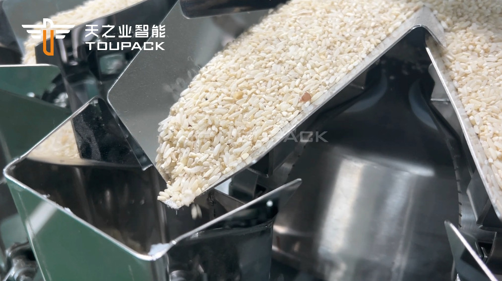 PLC MCU 14 Head High High Precision Multihead Weigher Granule Rice Bag Packing Machine