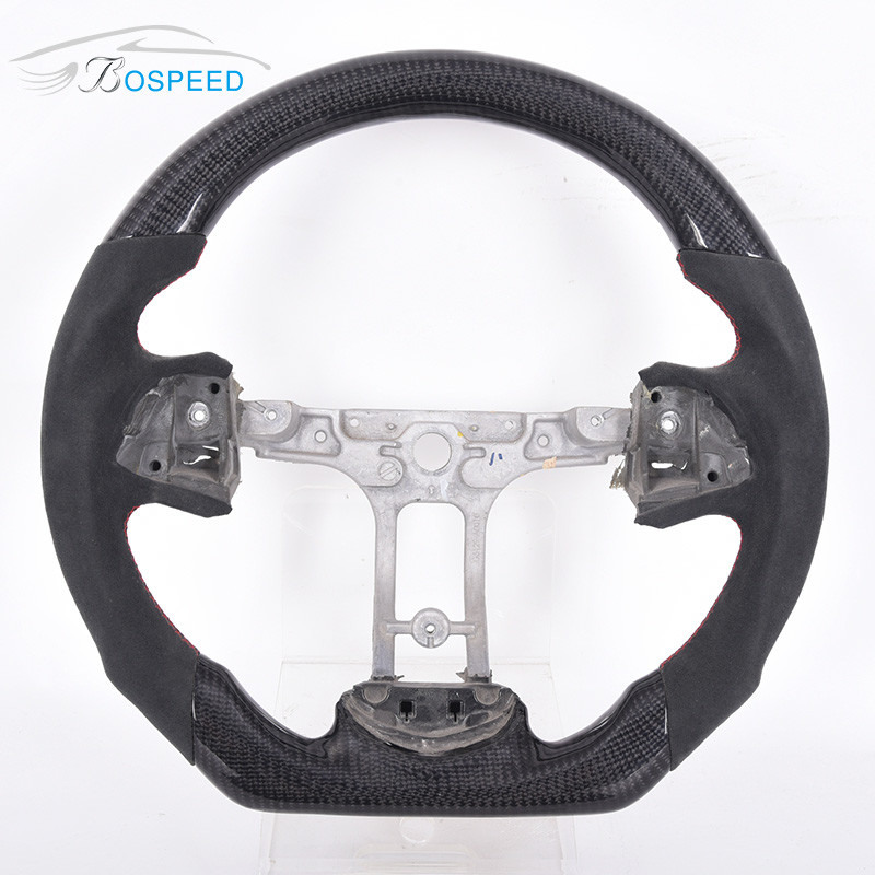 D Shape Black Alcantara Sports Cadillac Xt5 Steering Wheel Carbon Fiber Gloss
