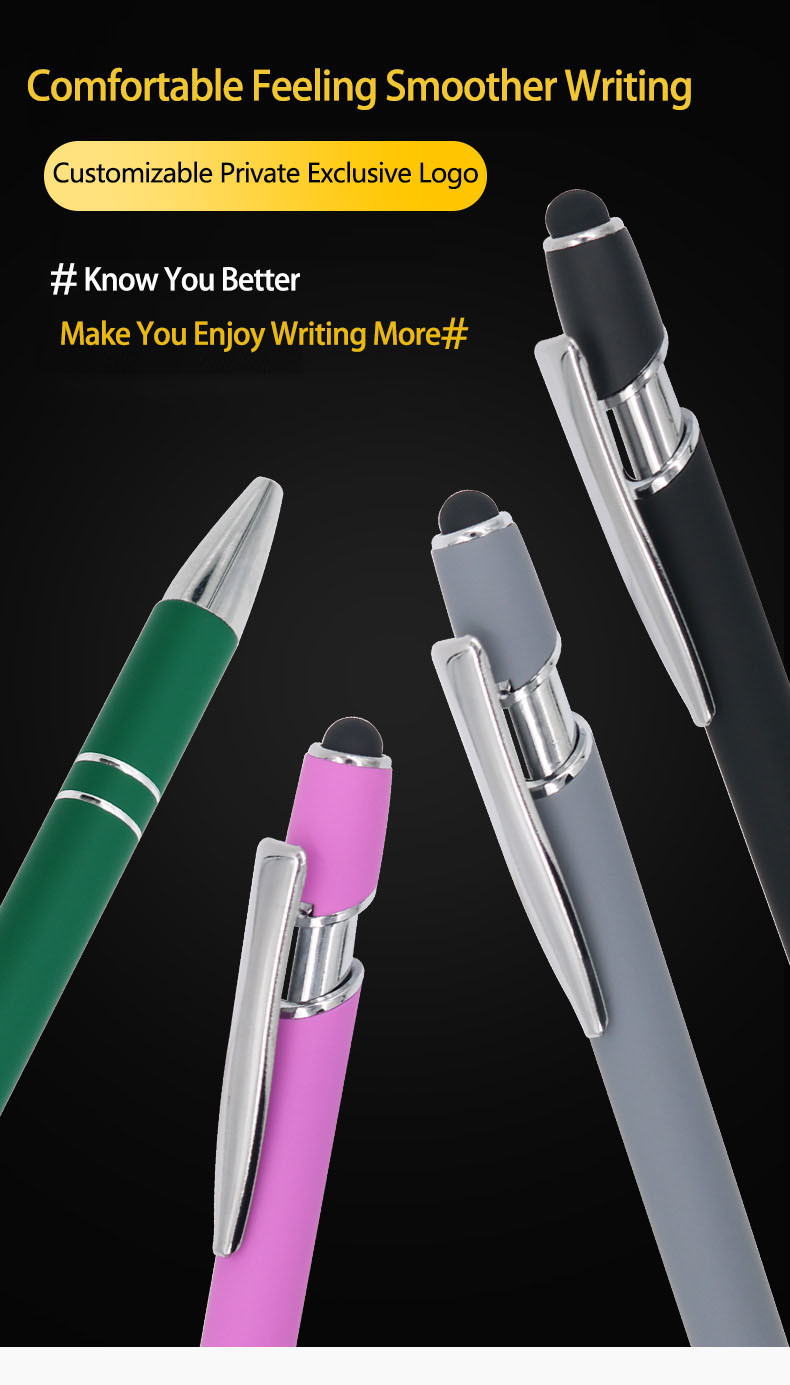 Classical Touchscreen Metal Press Ballpoint Pen Click Stylus Tip Aluminium Ball Pen