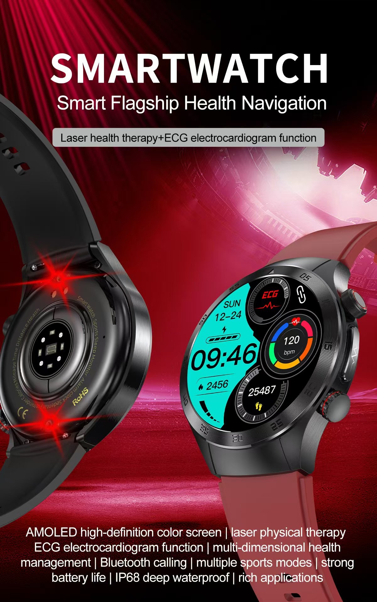 1.49 Inch Health Smart Watch E800 Heart Rate Health Monitoring Body Temperature SmartWatch