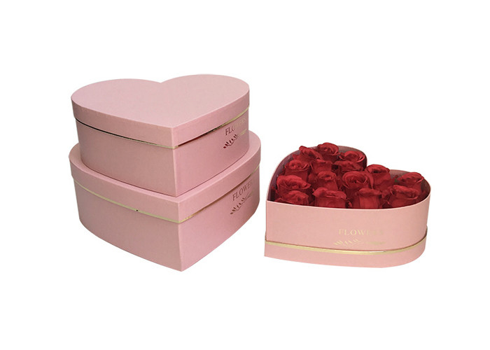 Heart Shape Cardboard Rose Boxes With Embossing / Glossy Lamination Finishing