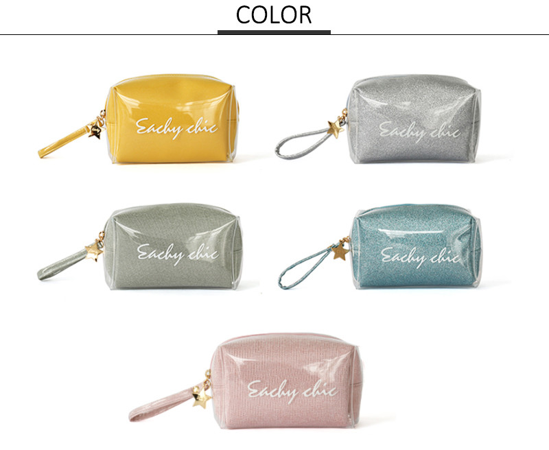 Shiny PU Makeup Bag Portable Travel Zipper Cosmetic Bag Organizer