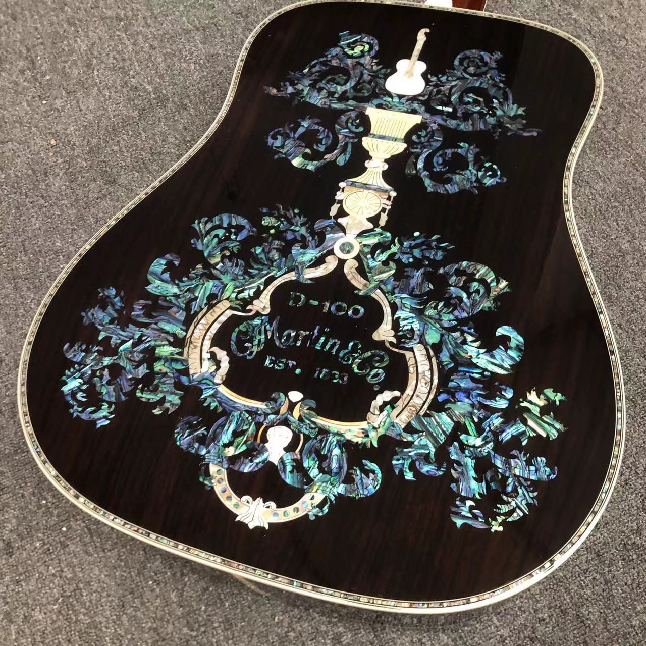 Deluxe Solid Rosewood Back Side 41 Inch D100aa Type Spruce Engraved Acoustic Guitar Abalone Inlay