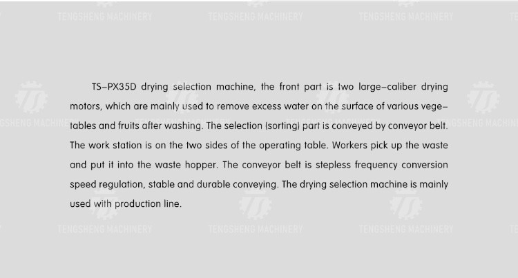 2KW 300KG Manual selection sorting table stainless steel air - drying selection machine is efficient