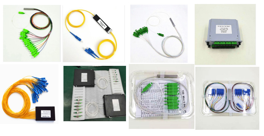 1x2 Type PLC Optical Splitter With SC / APC Connector , 0.9mm 2 Way Fiber Splitter