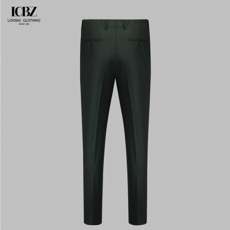 Black Blue Fabric Zipper Work Pants Trousers for Men 70% Wool Stretchable Cotton Spandex
