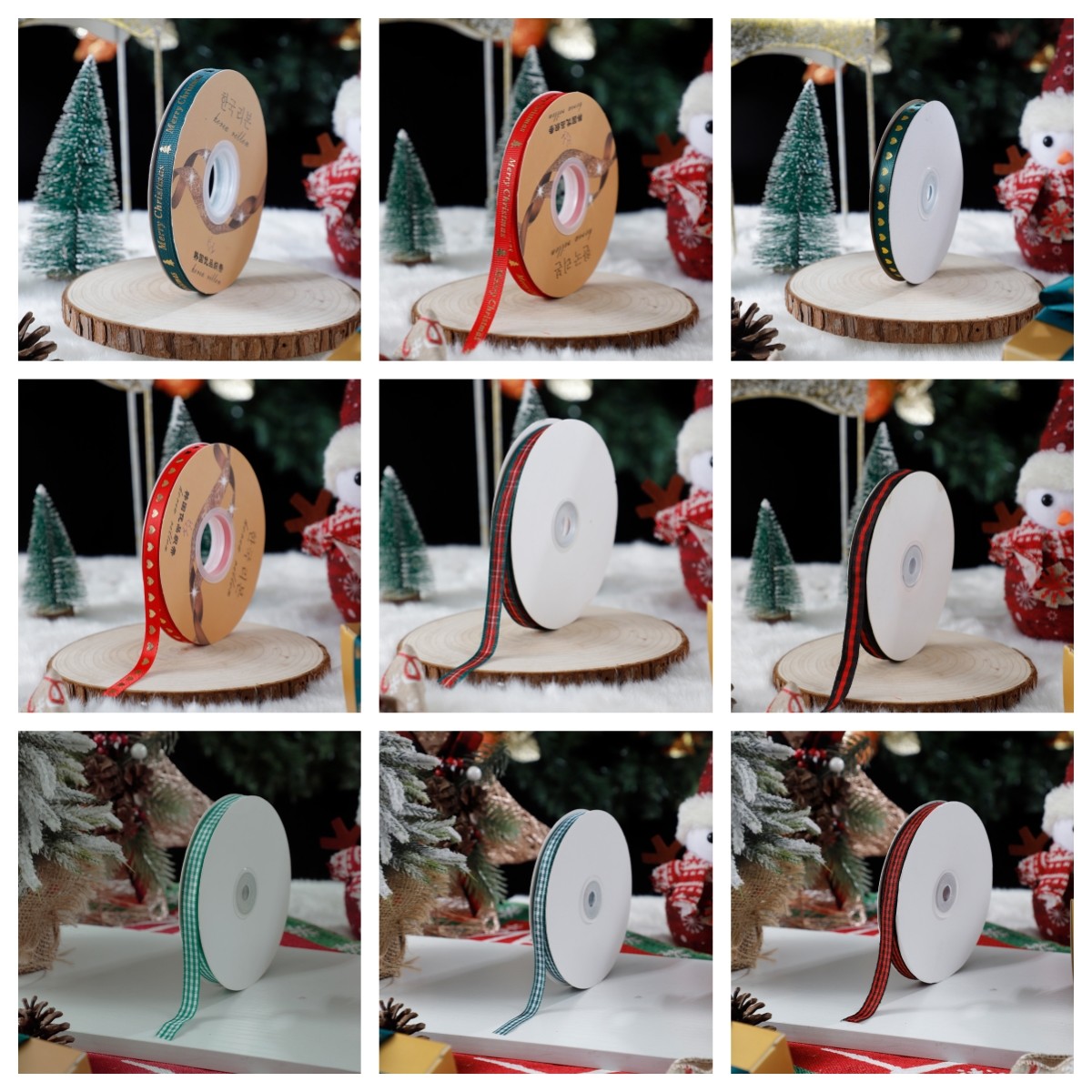 1cm*45m Chritsmas Printed Ribbon For Gift Packing And Garment Accessories