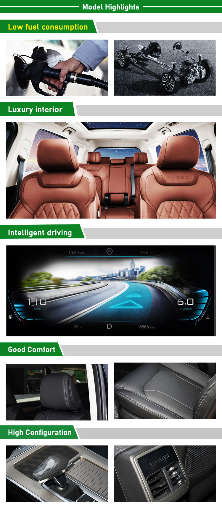 2023 Left Hand Drive 4 Cylinders 261Ps Hybrid 2.0T Luxury Exeed Lanyue Moon 4WD High Speed Auto Avto Chery Exeed VX 2022 2.0T