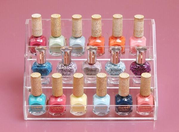 Clear Acrylic Nail Polish Holder 3 Layer Perspex Nail Polish Display Stand