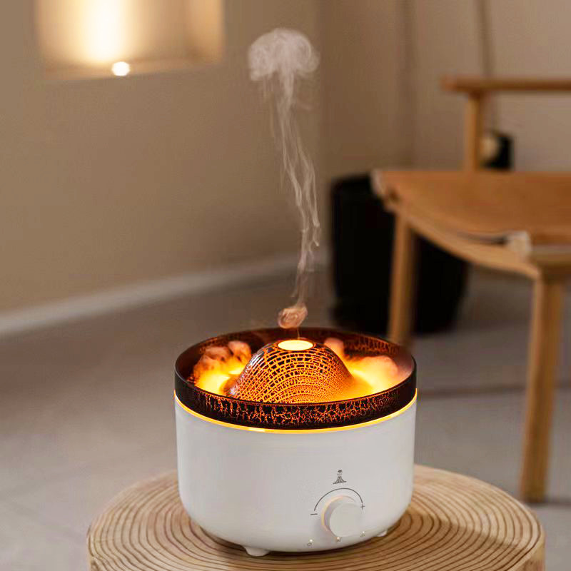 Whisper Quiet Fire Flame Humidifier 30-50ml/H Mist Output For 8 Hours White Flame Air Aroma Diffuser Humidifier
