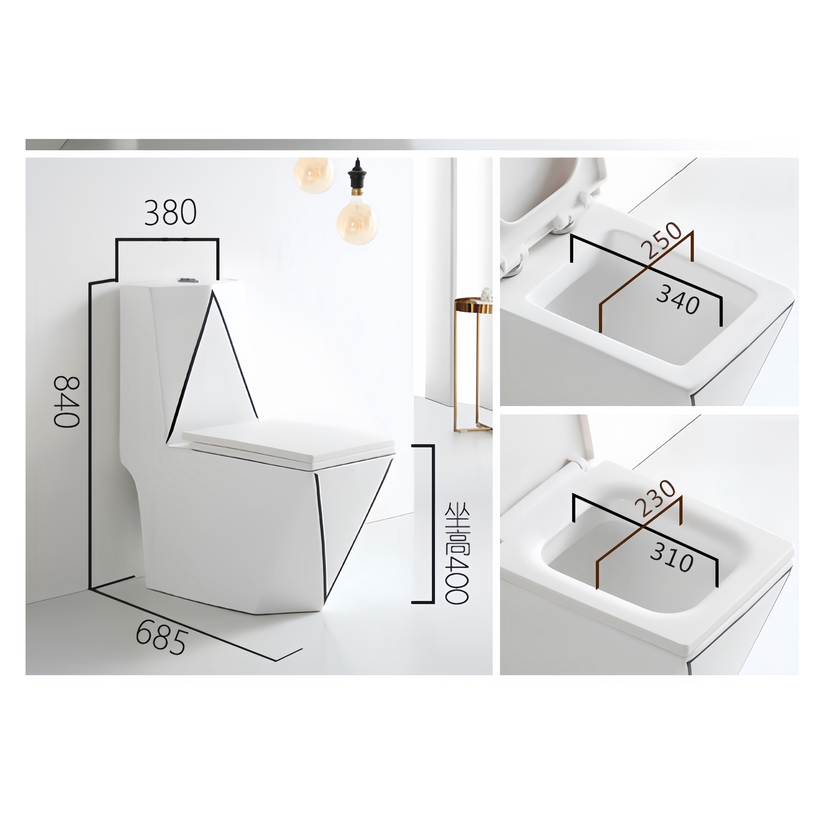 Ceramic Toilet Seat Sets and Sink Bathroom with Traditional Design Style Water Closet