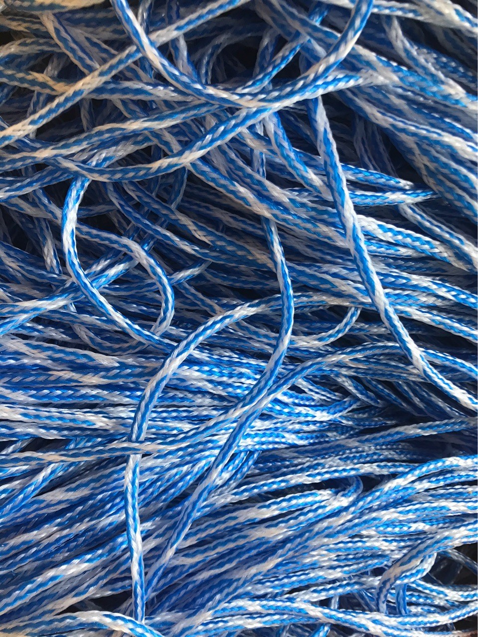 Hand Line For Cast Net Hollow Braid Polyethylene Rope White Blue Mixed
