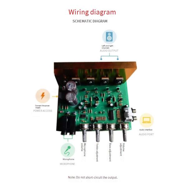 100W 2.0 Channel Audio Amplifier Board PCB Module 16x14x6cm