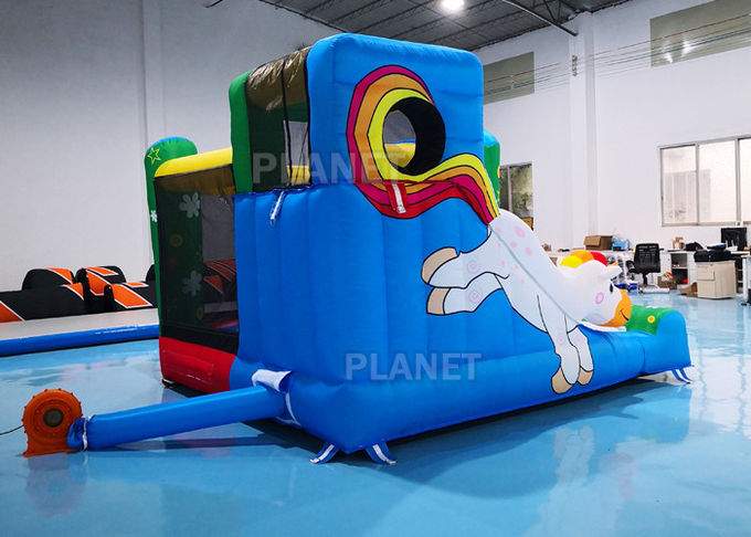 3.55*3.3*2.5m Inflatable Sports Games / Inflatable Unicorn Bouncer With Slide