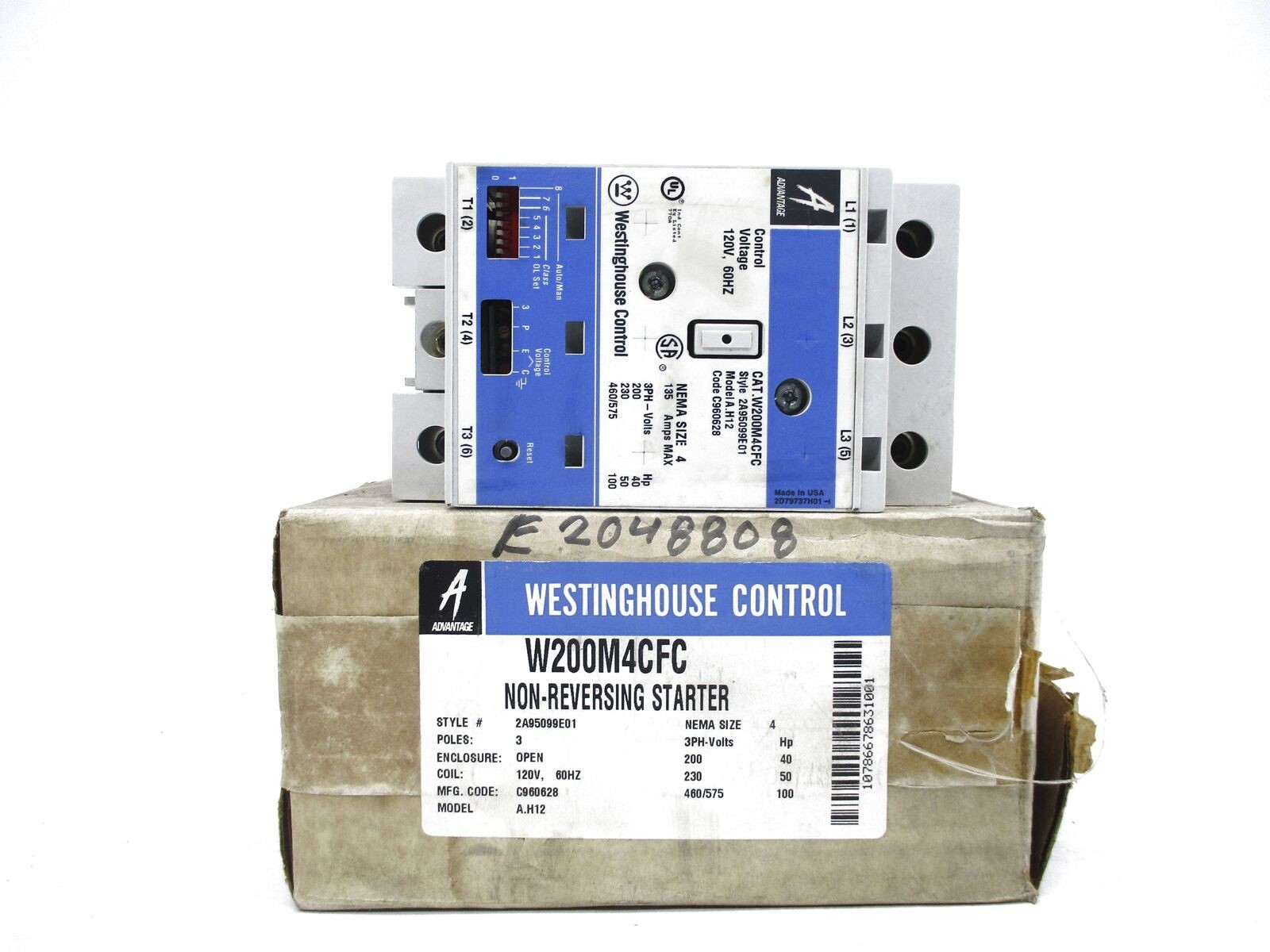 W200M4CFC ADVANTAGE STARTER 3-POLE NON-REVERSING NEMA SIZE 4 3-PHASE