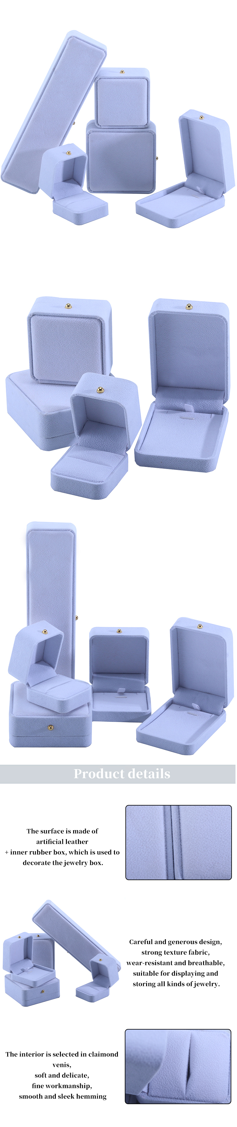 Customized White Velvet Jewelry Packaging Box for Necklace Bracelet Stud Earrings Ring