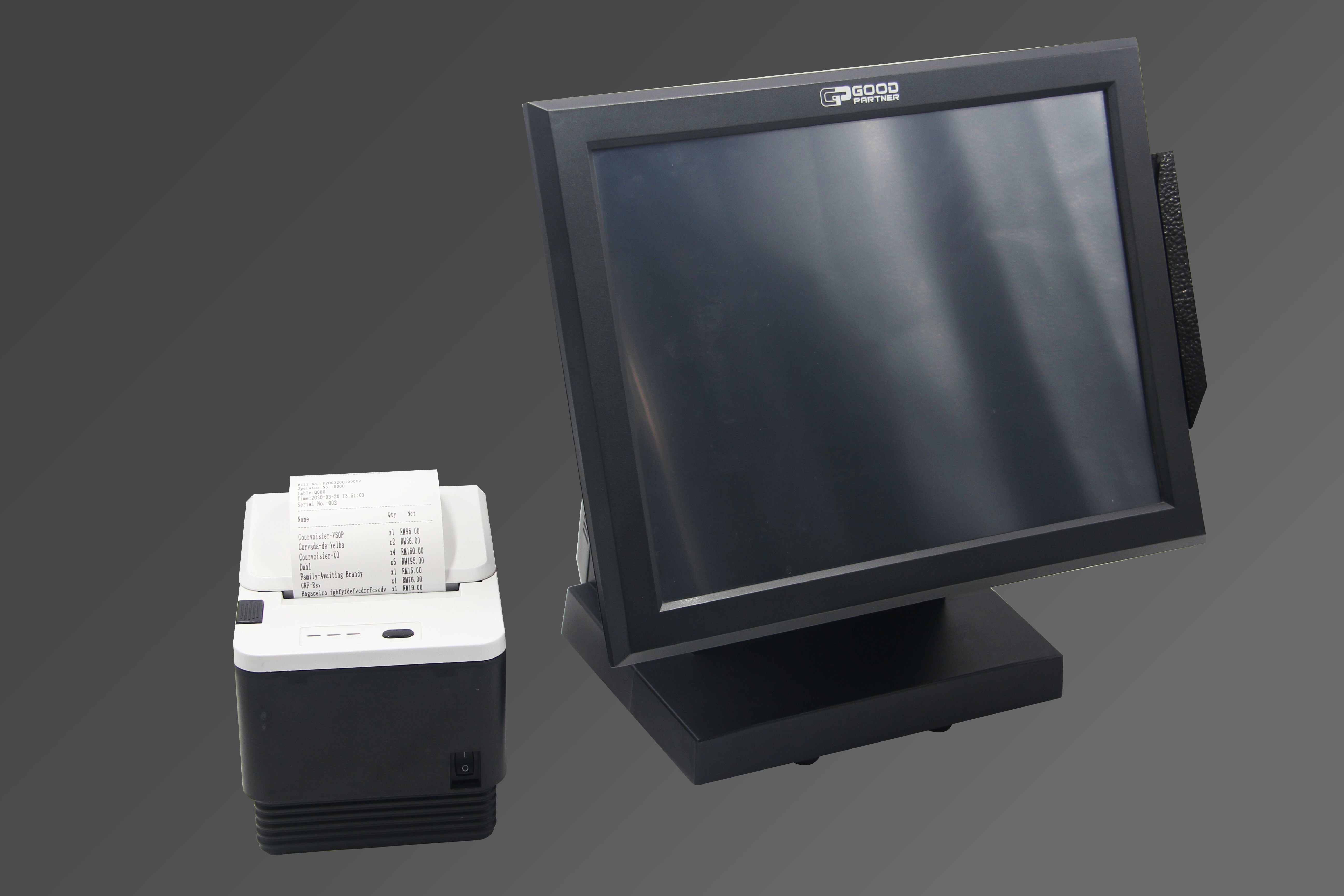 15 inch POS machine with Linux and Winsystems 5 wire resistive touch screen 2G DDR3 32G SSD