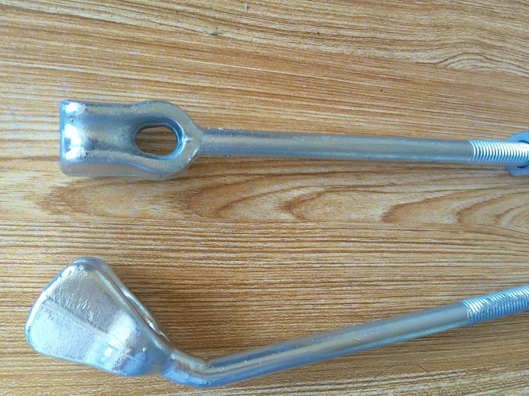 Hot Dip Galvanized Earth Anchors Rods / Twin Eye Steel Ground Anchors 6" Thread Length