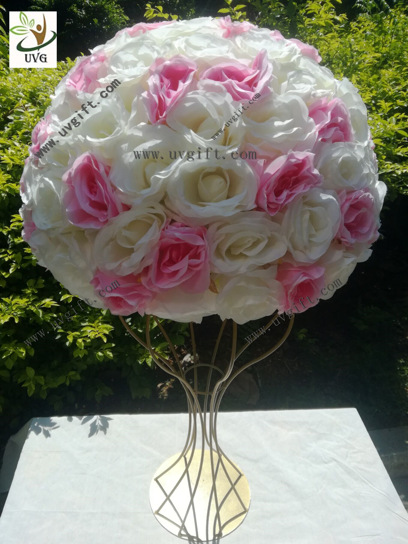 UVG various sizes half roses and hydrangea flower balls for wedding table centerpieces decoration FRS02