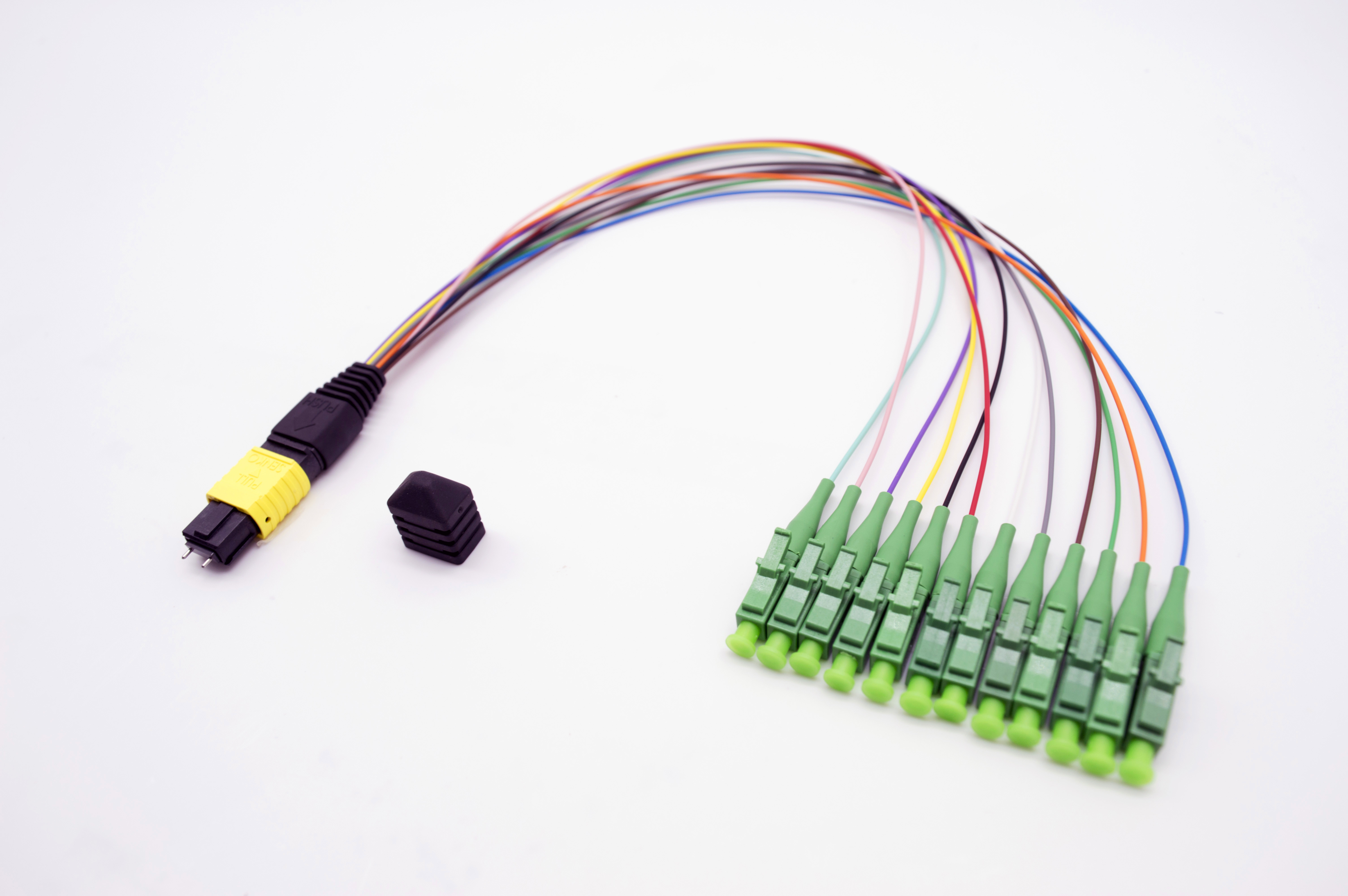 MPO to LC breakout cable,10G OM3 50/125um mpo male to 12 x LC fan-out ribbon mpo fiber optic cable multimode patch cord