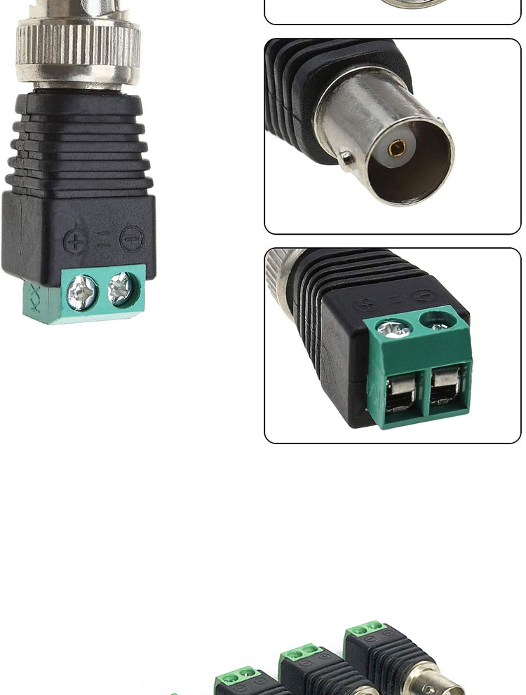 Solderless Screw Terminal BNC Female Male Connector Adapter for CCTV Camera Monitor Video Recorder