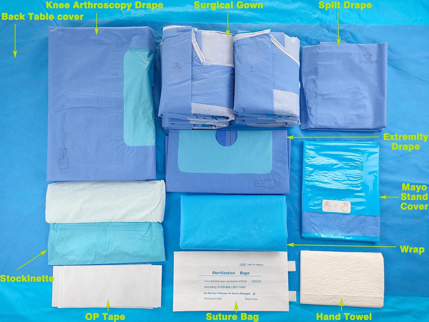 Knee Arthroscopy Disposable Surgical Pack Drapes For Operation Room