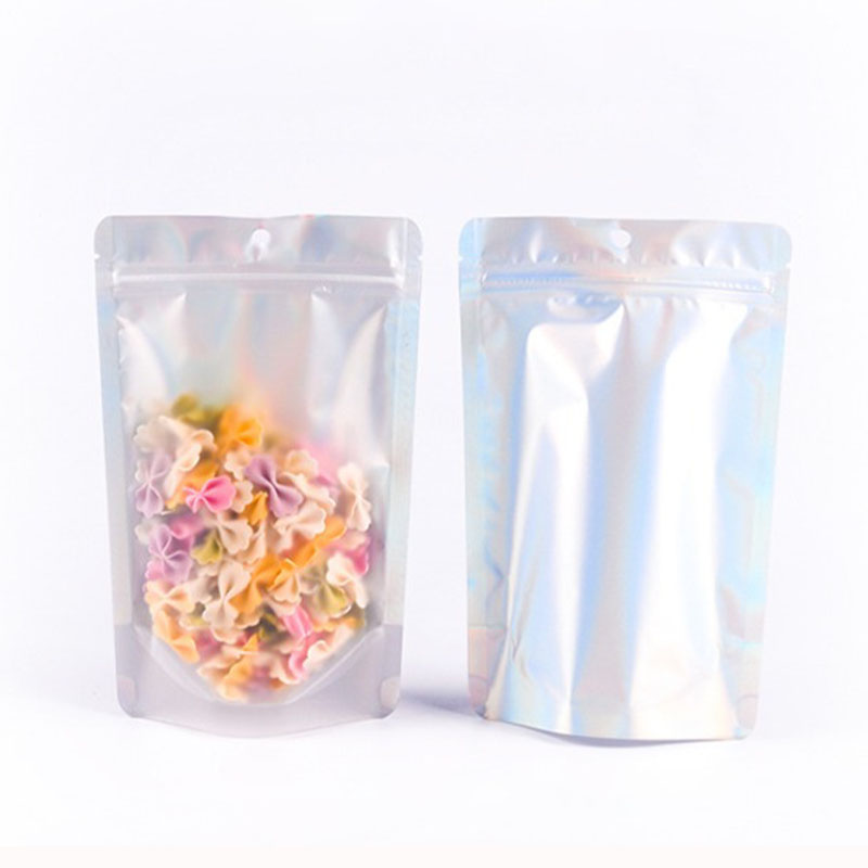 Durable Eco Friendly Zip Pouch Food Packaging CMYK Holographic Stand Up Pouch
