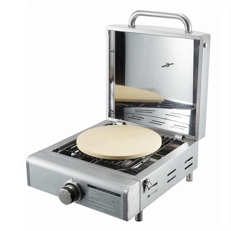 Rotisserie Roaster Propane Grill with Tabletop Pizza Maker and Stainless Steel Housing