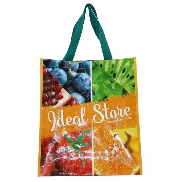 Eco Friendly fabric Laminated Handle, Pp Woven Tote Bag, RPET Coated Foldable Recyclable Shopping handy Bags