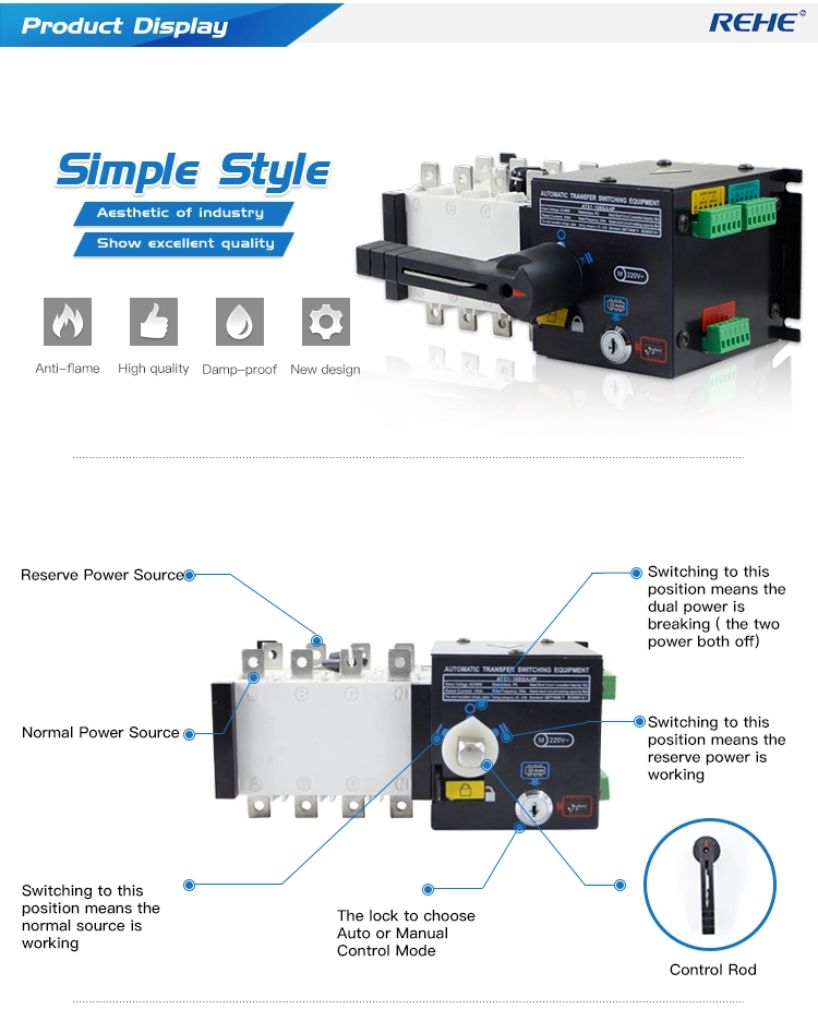 ATS1-GA AC400V 3P/4P ATS Auto/ Manual Automatic Transfer Switch Changeover Switches voltimetro para auto