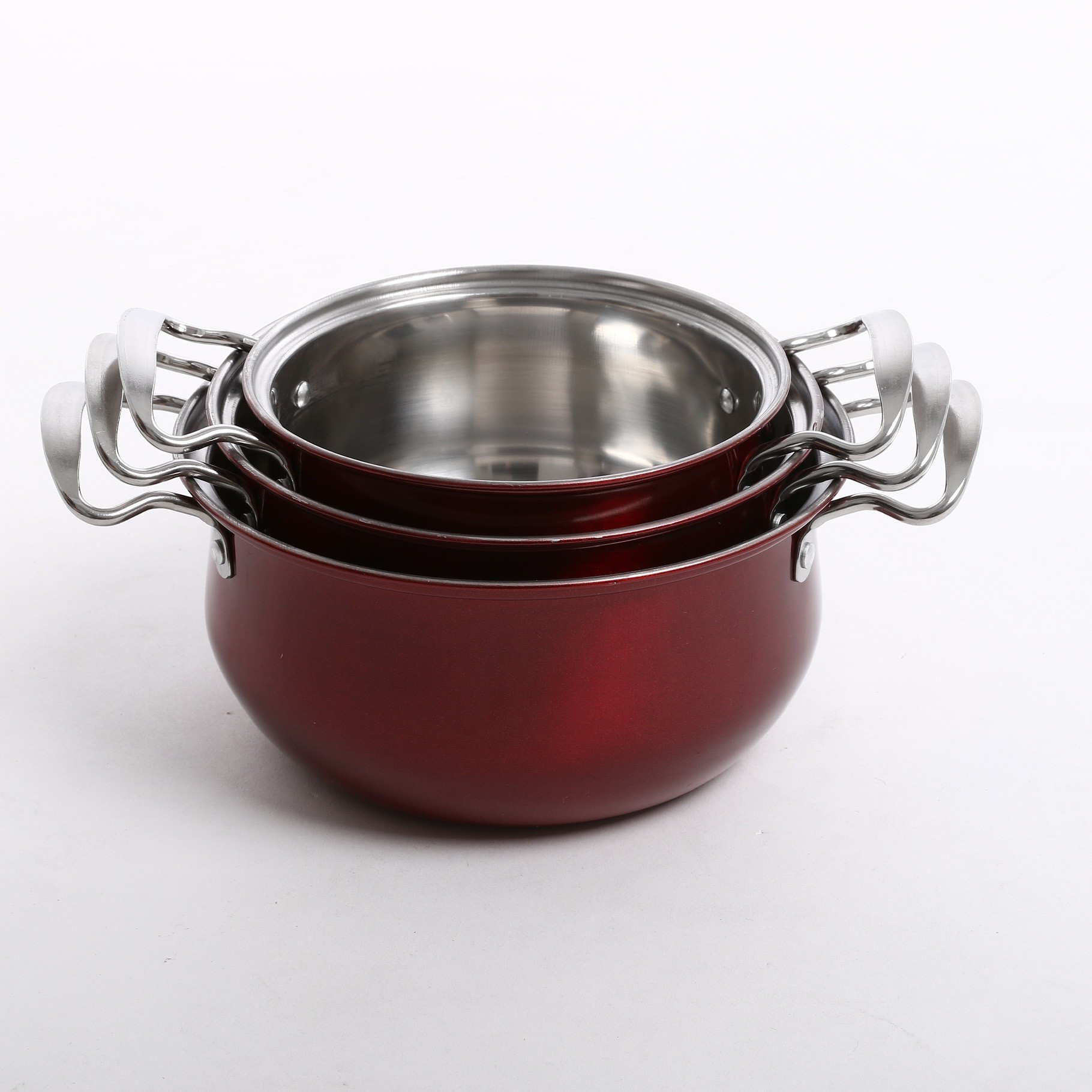 16/18/20/22cm red color & flower stainless steel cookware set & kitchenware set & pot & pan & casseroles