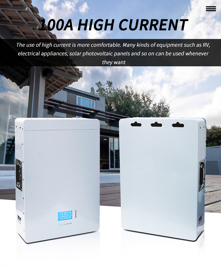 Household Lifepo4 Solar Wall Battery Wall Mounted Lithium Ion Solar Energy Storage Battery