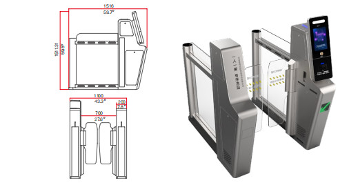High Security Fast Speed Airport Turnstile With Servo Motor Finger Print Face recognition CE approval