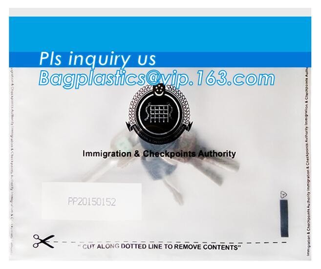 Security plastic bag with adhesive tape for cash, plastic money bag, Security Money Cash Bag For Airport/Bank and police