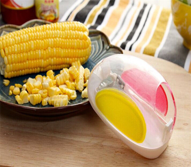 LFGB Plastic Vegetable Cutter Easy Stripper Corn Cob Remover With Silicon Handle