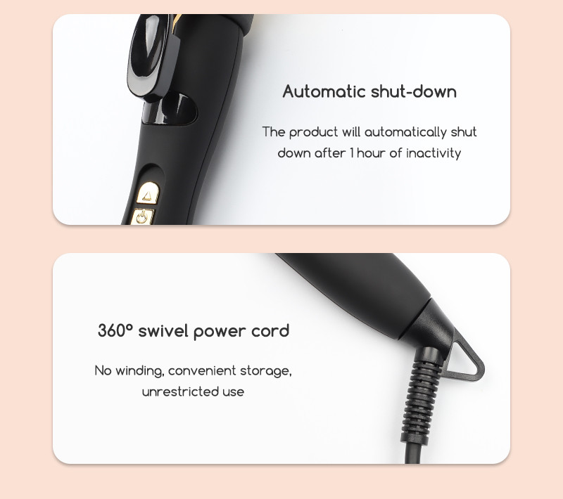 Ceramic Coating Barrel Curling Iron With Clamp Adjustable Temp LCD Display