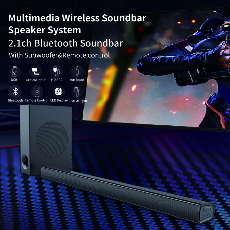 TV Bluetooth Soundbar With Subwoofer 20Hz-200Hz Remote Touch Control