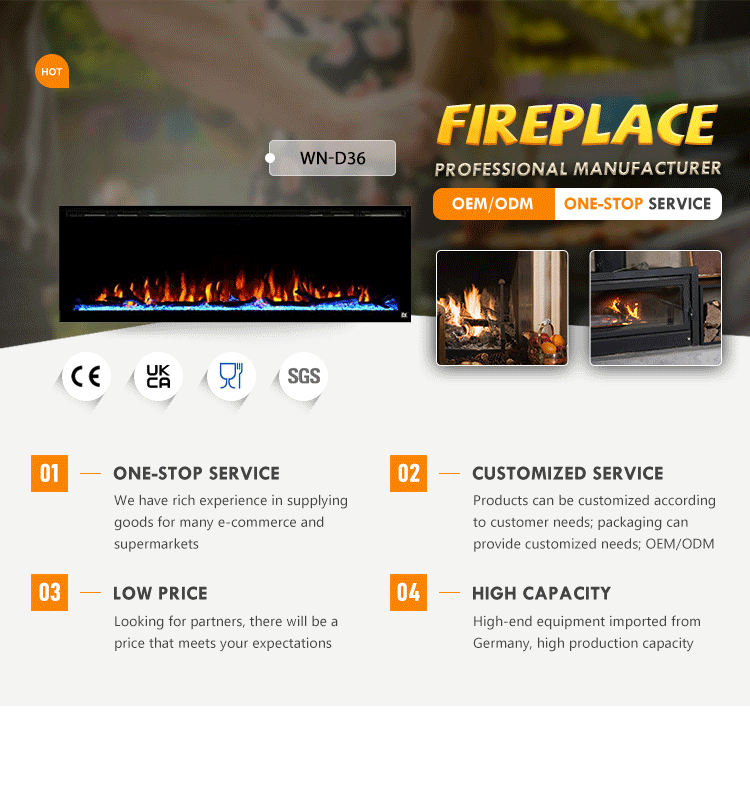 9 Flame Colors Artificial Flame Linear Recessed and Wall Mounted Electric Fireplace Heater