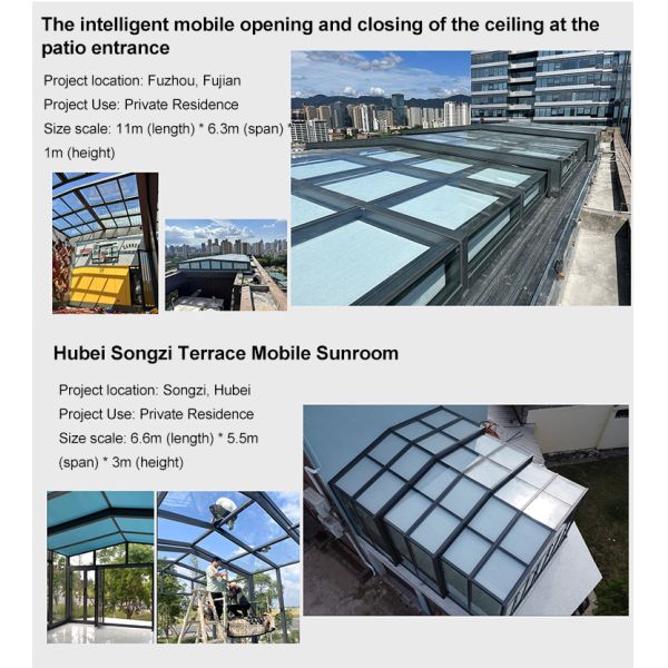 Customized High Snow Load Tempered Glass Mobile Cover Villa Roof for Apartment Terrace Patio & Courtyard Leisure Spaces