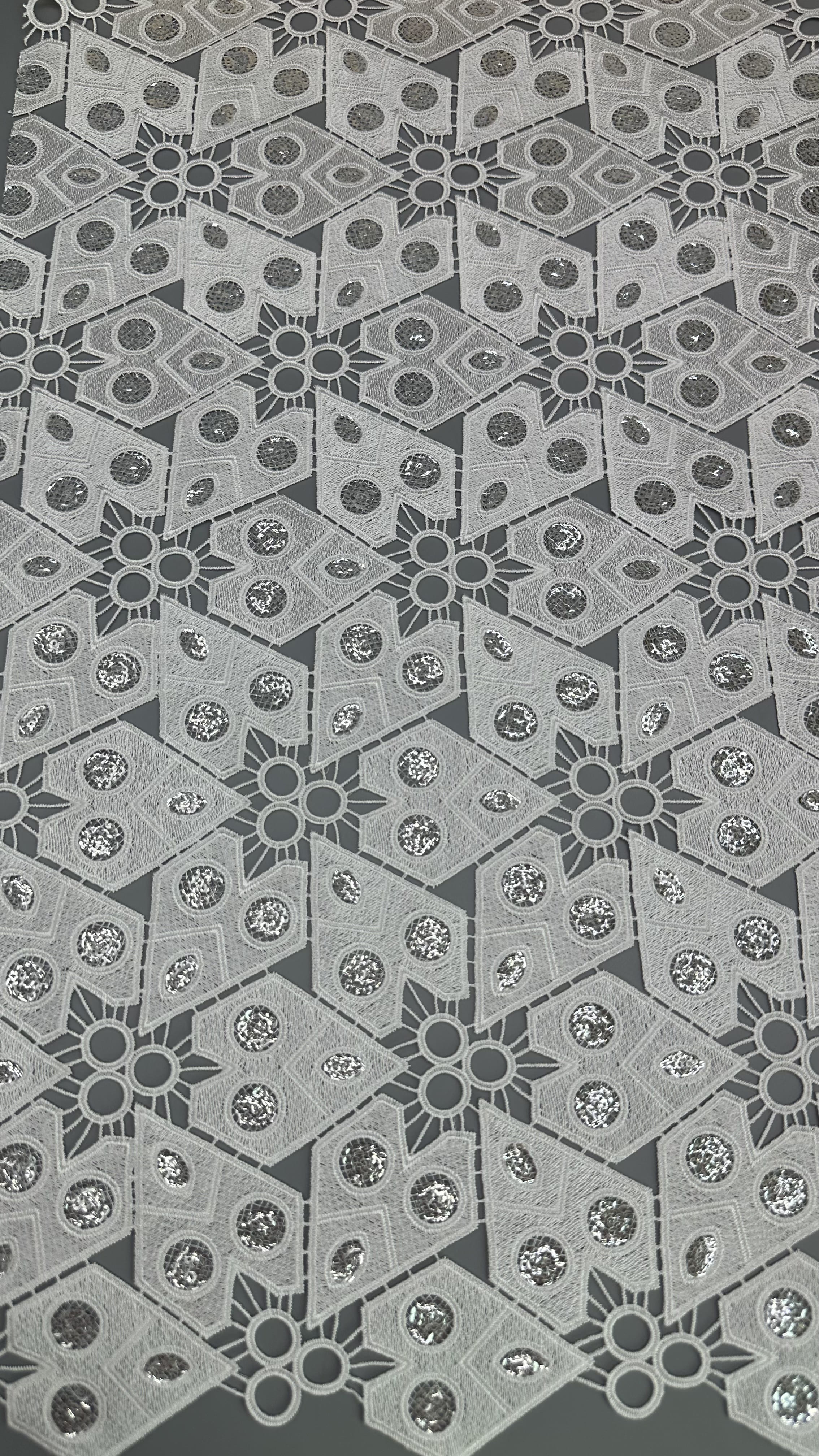 Hollow-up Lace Embroidered Metallic Fabric Lace Fabric New Collections Pattern for Dress Fashion Design