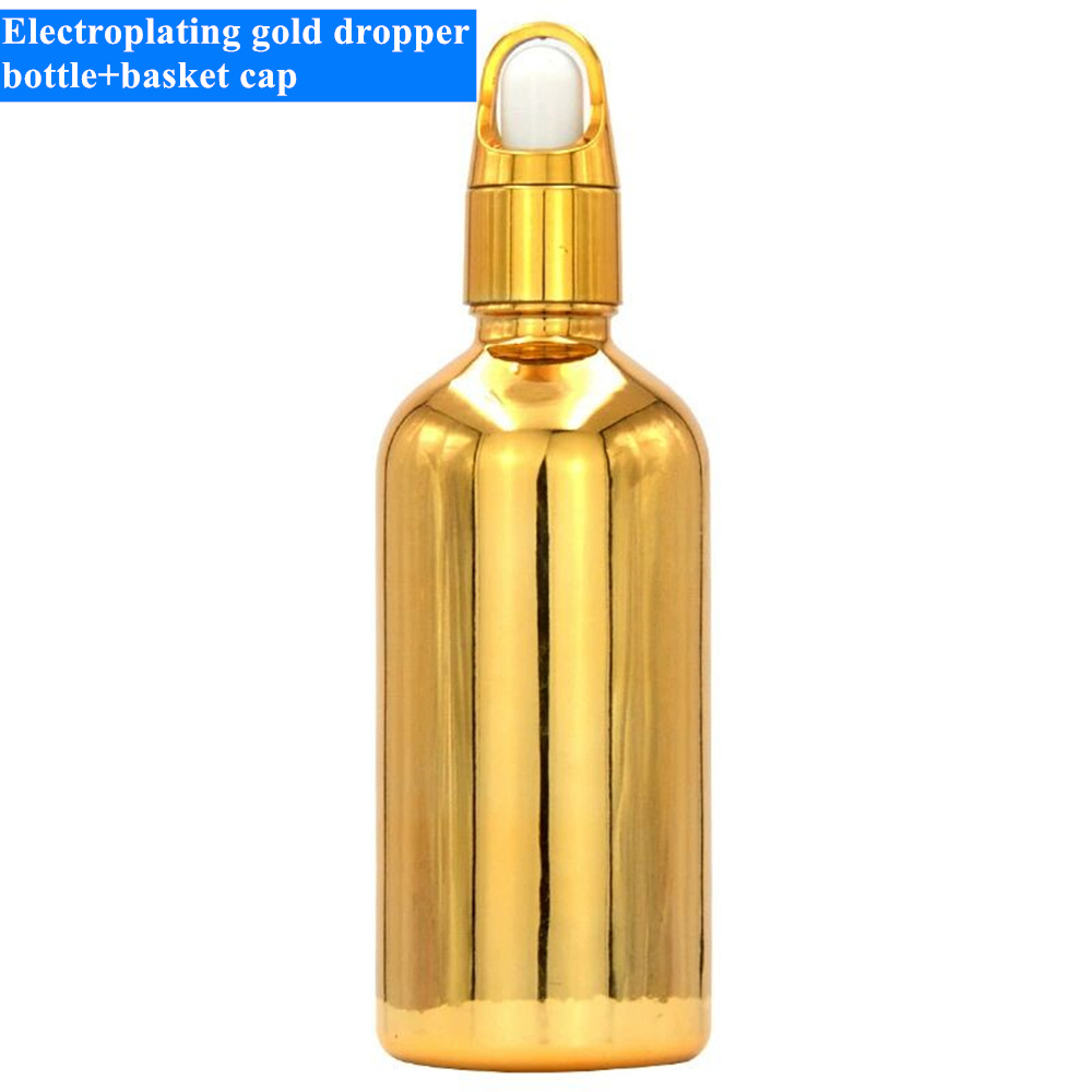 10ml 20ml 30ml 50ml Electroplated Gold Essential Oil Bottle Small Gold Bottle Cosmetics Glass Bottle