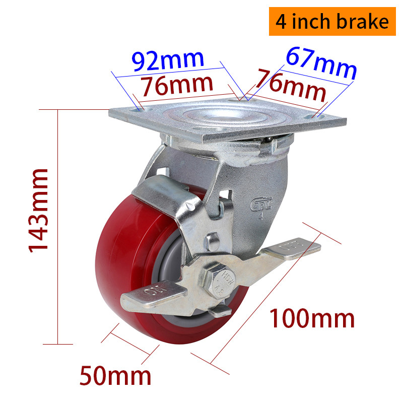 100mm 4 Heavy Duty Casters 350kg Load Aluminium Caster Wheels
