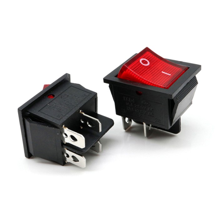 Power 4 Pin / Terminals On - Off Dpdt Rocker Switch With Light T85 16A 250V