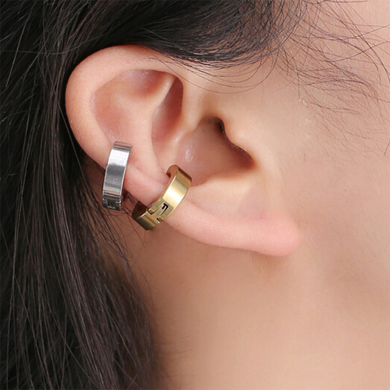 Ear Clip Non Piercing Earrings Fake Earrings for Men Circle Round Earring Fashion Jewelry Punk Rock Style