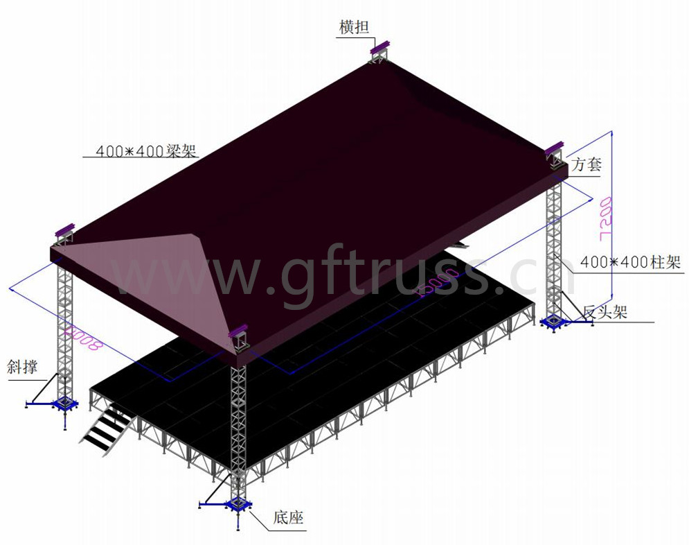 Aluminum 15x8m meter lighting truss stand structure