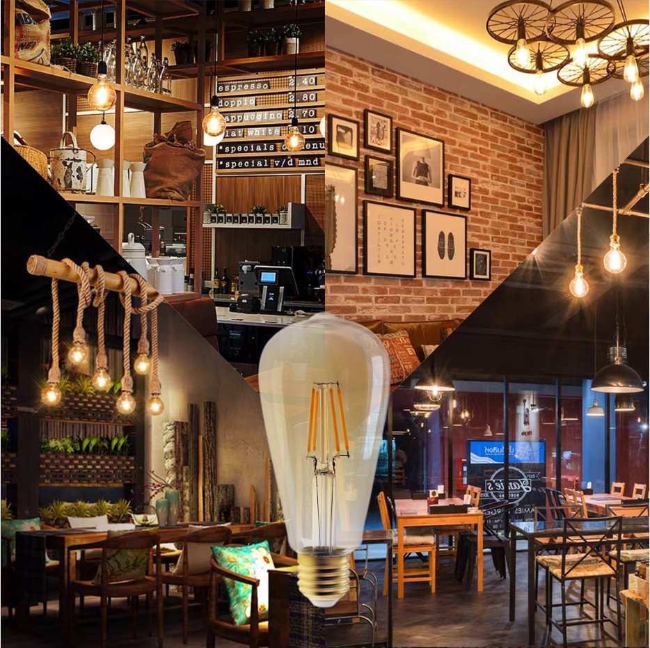 540lm 6W ST64 Vintage Amber Light Bulbs Indoor 2700k LED Edison Bulb