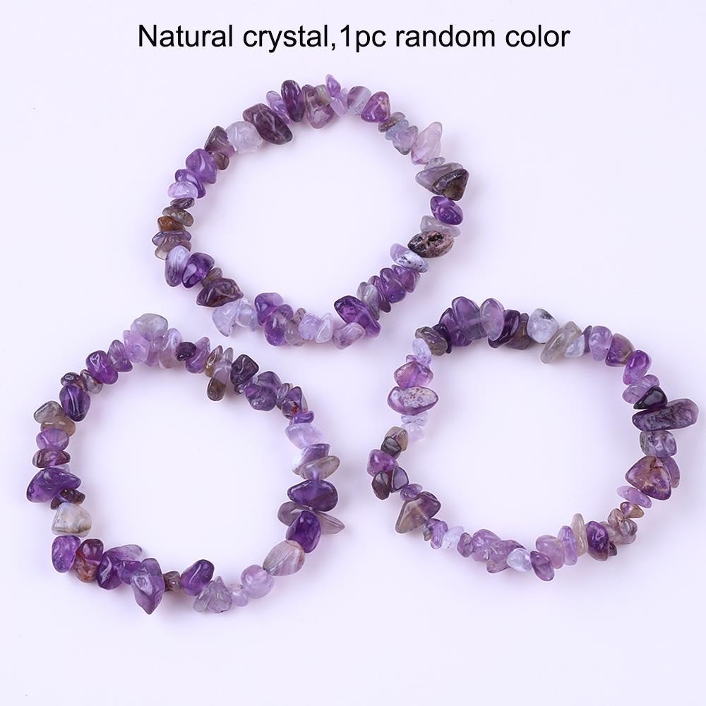 Handmade Chips Gravel Stone Bracelet Irregular Amethyst Healing Energy Jewelry