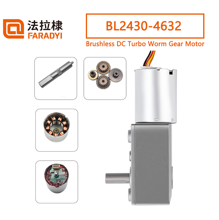 Faradyi custom micro brushless DC turbo worm gear motor speed control small motor 12v24v self-locking gear